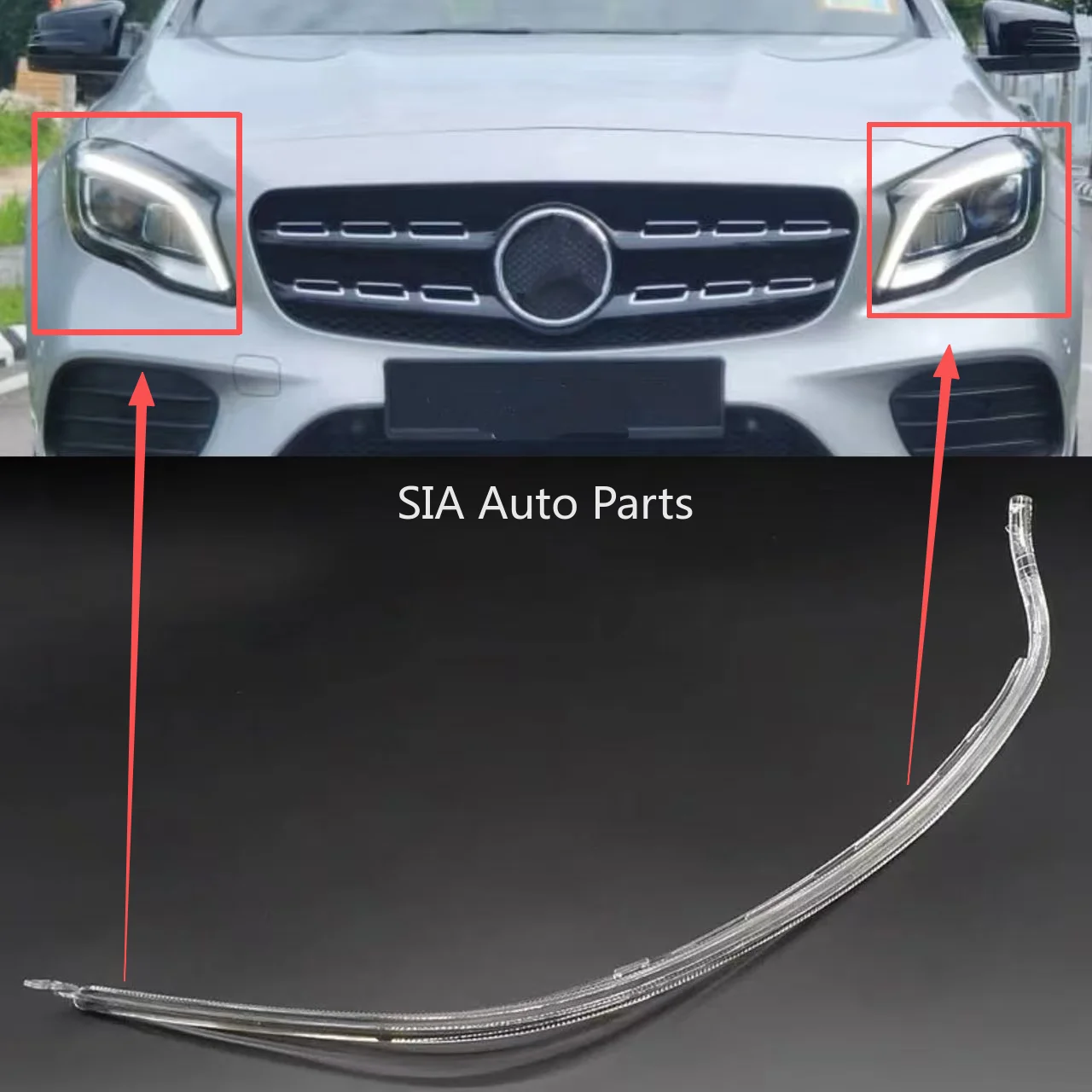 

НОВИНКА для Mercedes-Benz GLA X156 2017 2018 2019, автомобильная фара, трубка DRL, направляющая для дневных ходовых огней, акриловая полоса света