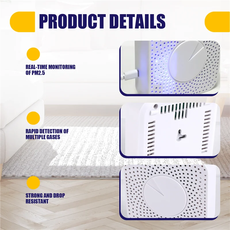 6 In 1 Air Quality Monitor Tuya Wifi Smart Air Housekeeper PM2.5/Formaldehyde/VOC/CO2/Temperature/Humidity Detector-T44C