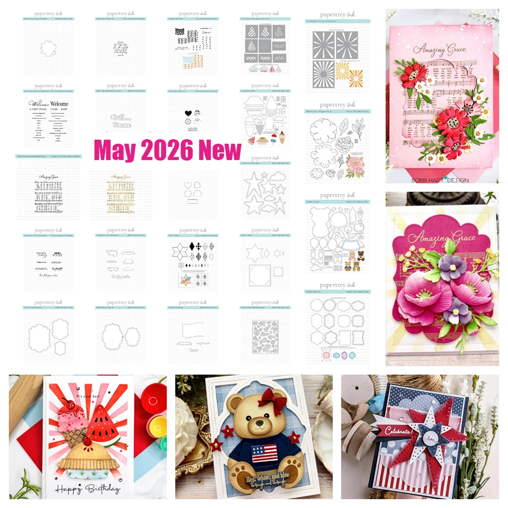 Mayo 2026 Nuevos troqueles de corte de metal y sellos de tinta Papertray Ink Big Blooms: Elegantes Rosas para álbumes de fotos, álbumes de recortes y calendarios DIY hechos a mano