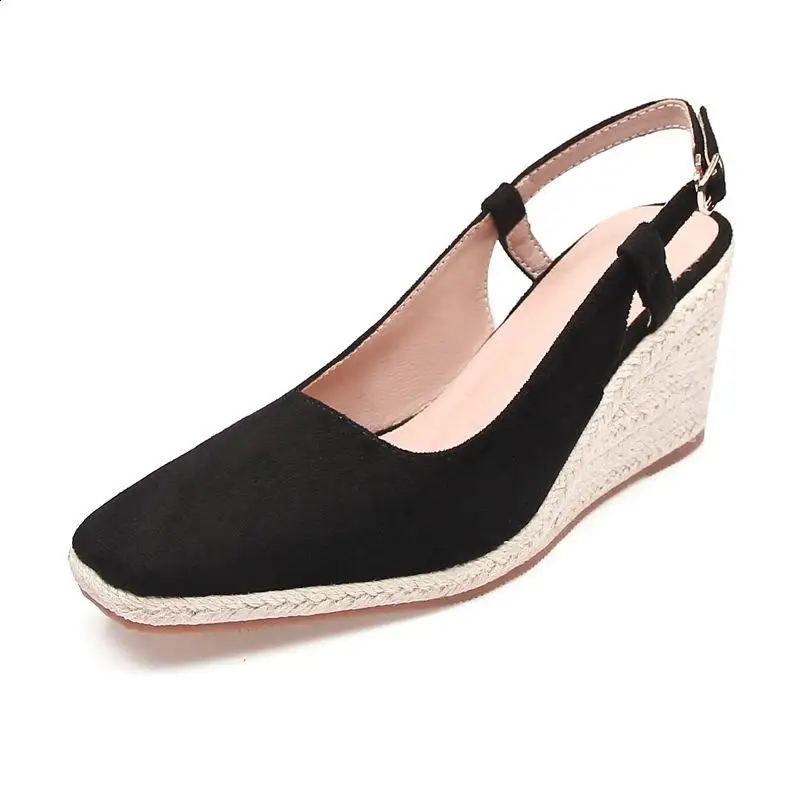 Zoccoli sandali con zeppa scarpe da donna di moda Sexy 2024 tacchi estivi Med punta quadrata espadrillas di grandi dimensioni piattaforma di lusso