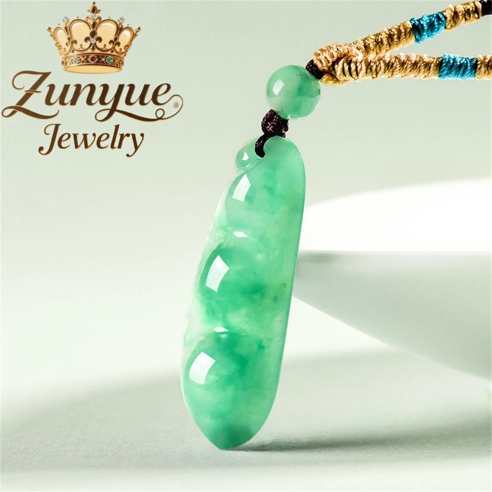 Natürliche afrikanische grüne Jade-Bohnen, Dulong-Jade-Anhänger und Anhänger im chinesischen Stil sind in hoher Nachfrage, exquisiter Modeschmuck