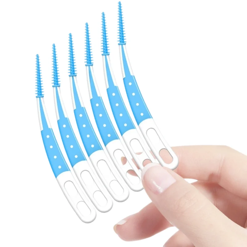 60 Pcs/Box Soft Adaptive Interdental Brushes 2 Sizes Flexible Teeth Gap Cleaner Portable Toothpick Oral Care Cleaning Tools