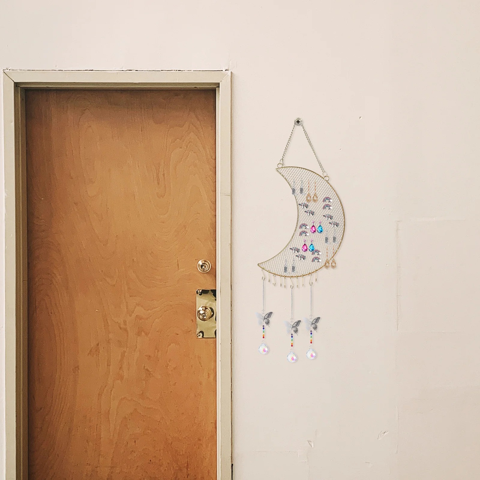 

Hanging Wall Jewelry Organizer Earring Necklace Display Rack High Grade Metal Material Safe Long Service Life