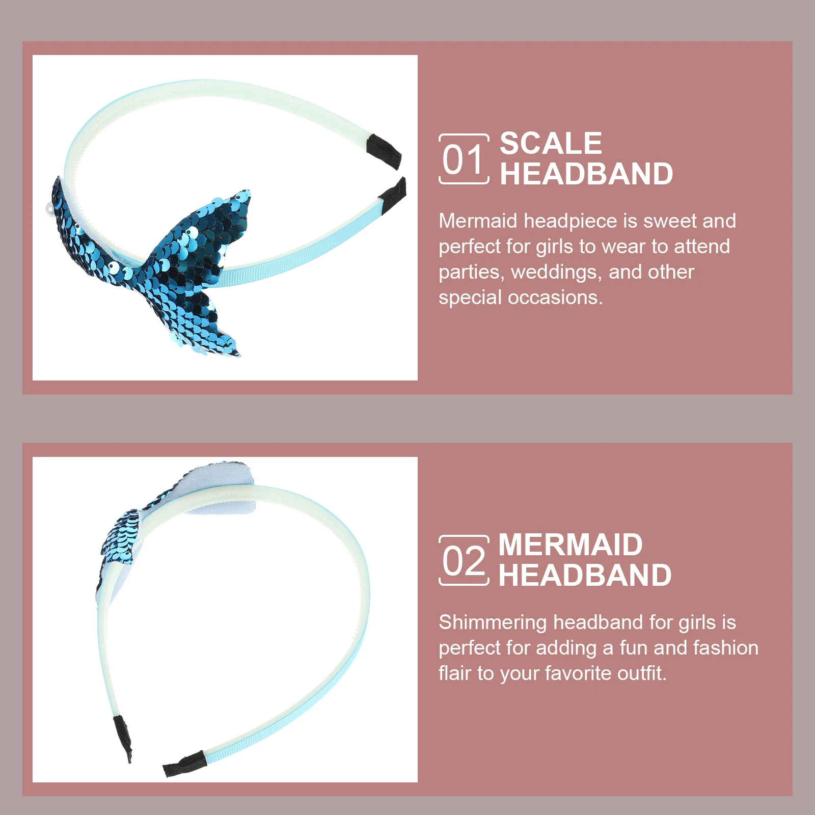 

3 Pcs Hair Accessories Girl Mermaid Hair Accessories Blue Mermaid Headband for Girls Kids Hairbands