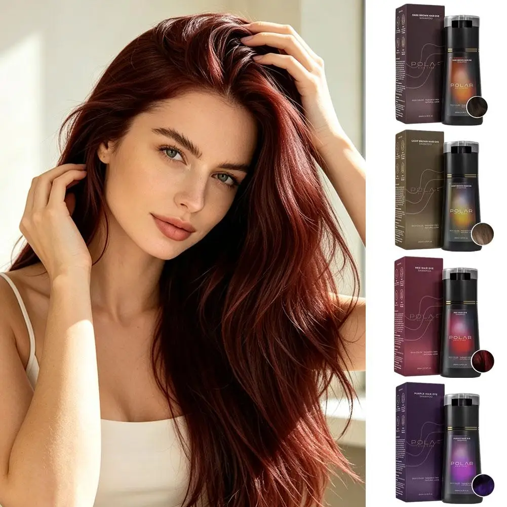 POLAR 3 In 1 Hair Dye Shampoo Herbal Nourishing Gray Hair Coverage Shampoo Long Lasting Natural Hair Color Shampoo Multi Color