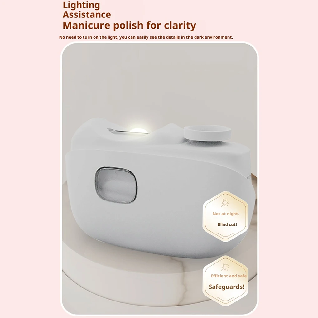 3-in-1 Electric Nail Clippers With Built-in LED Light For Professional Manicure At Home Nail Compartment Can Be