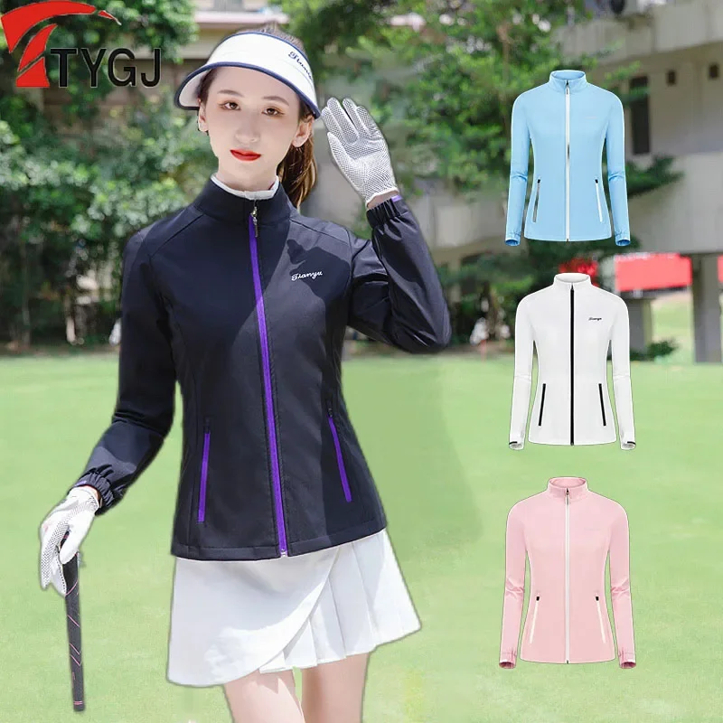 Ttygj Ladies Golfing Sportswear Women Waterproof Golf Jacket Leisure Windproof Fitness Coats Ladies Full Zipper Sports Clothing