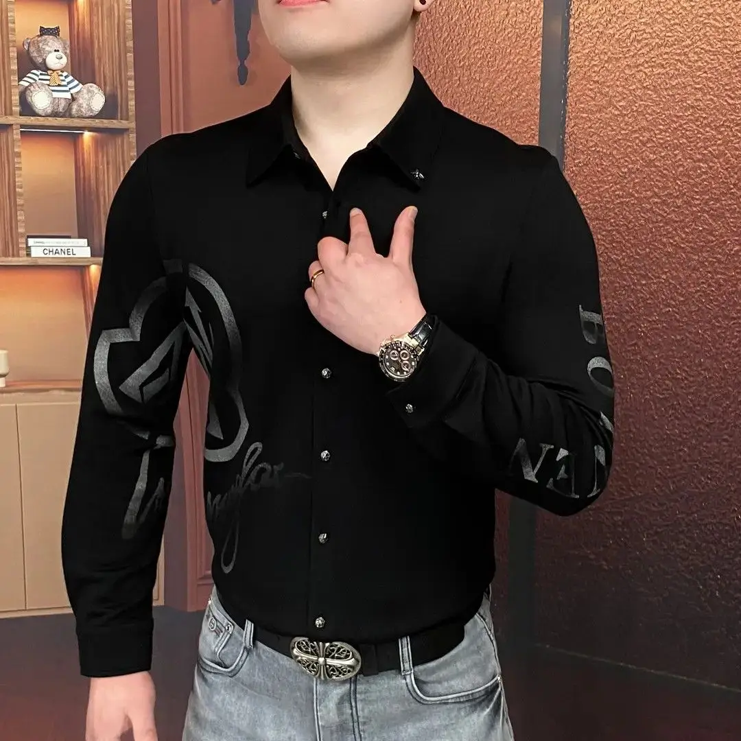 

Высококачественная мужская повседневная рубашка с длинным рукавом, весенняя модная приталенная модель, легкая, для делового стиля, весенне-осенний сезон
