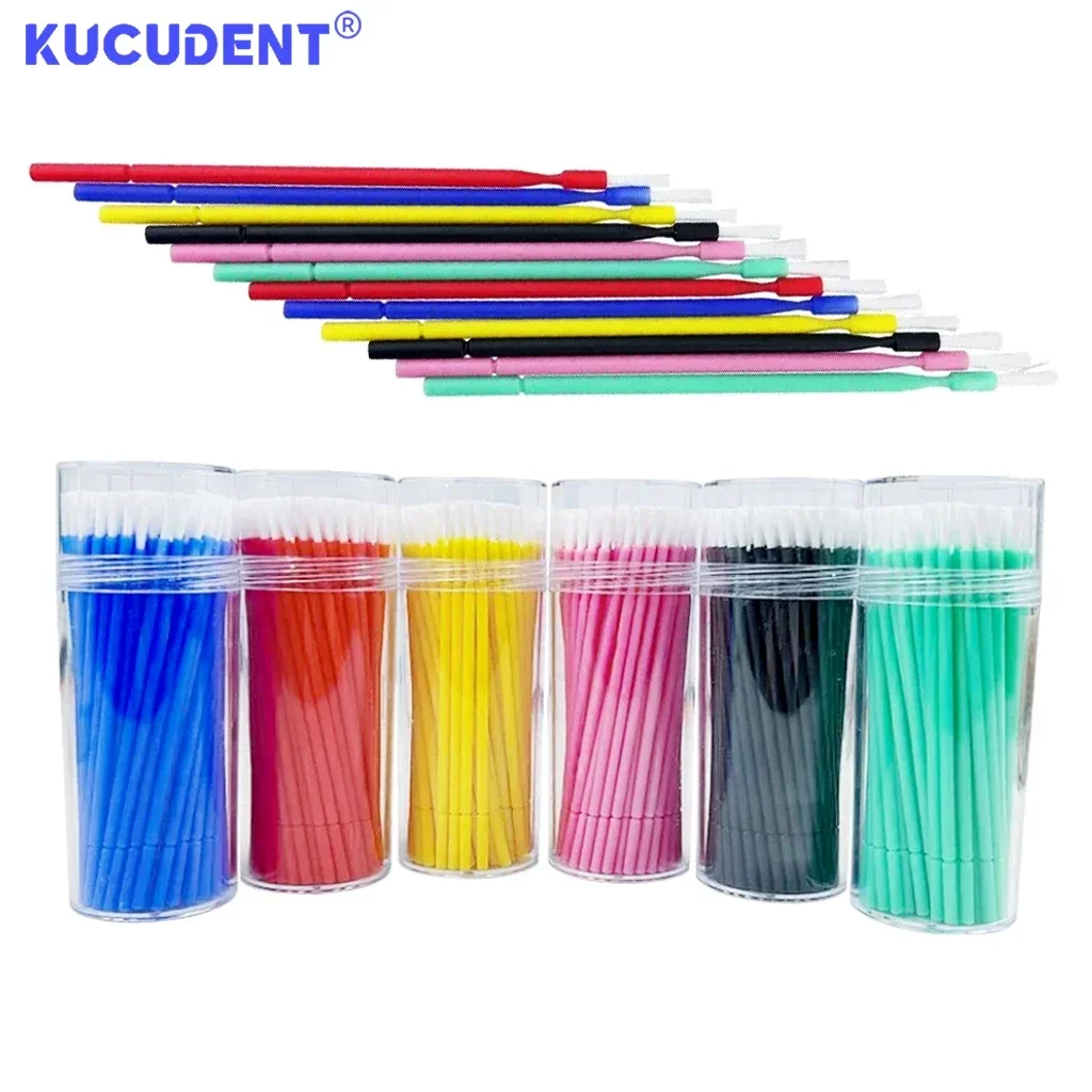 100PCS/Bottle Dental Disposable Micro Brush Long Bendable Micro Brush Eyelash Brushes Makeup Cleaner Tool Dentistry Materials