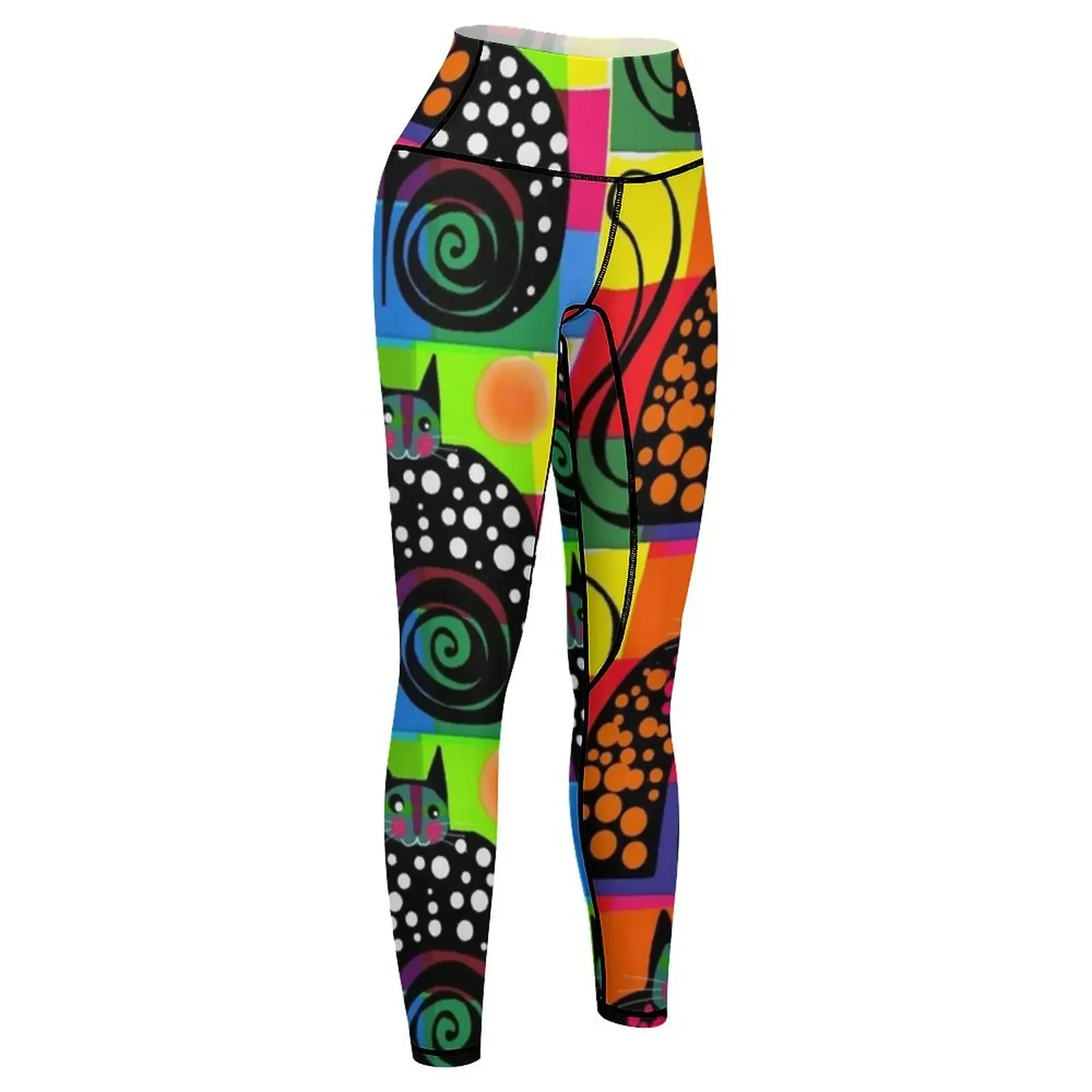 Colourful cats 53 Leggings Sweatpants exercise clothing for Fitness's gym clothes Jogger pants Womens Leggings view 6