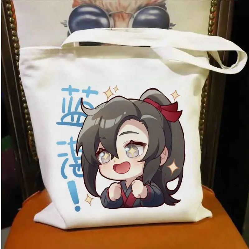 سلف طريقة الشيطان اسم مشترك حقيبة قماش قنب لطيف Q الكرتون حمل حقيبة أنيمي ins طالب حقيبة كتف المد