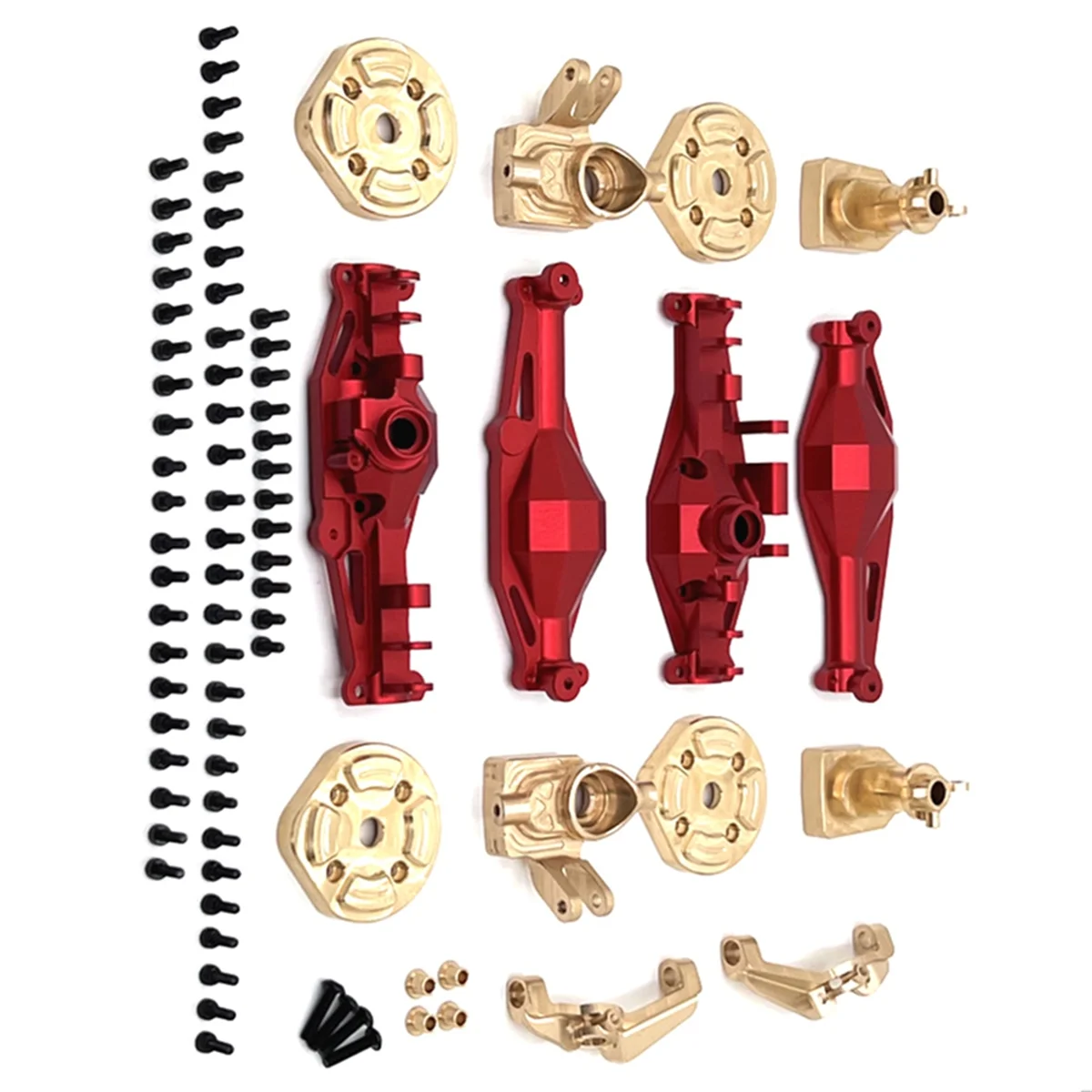 N18R RC Car Upgrade Front and Rear Axle Housing Brass Cup C Bridge Cover Kit for 1/12 H12Y H12Y+ RC Car Accessories Red