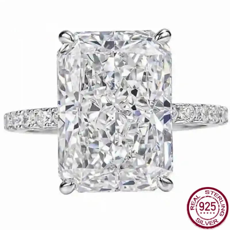 Yaranyan 925 Sterling Silver Crushed Ice Cut 9*13 MM Lab Sapphire Gemstone Engagement Ring for Women Fine Jewelry Wholesale