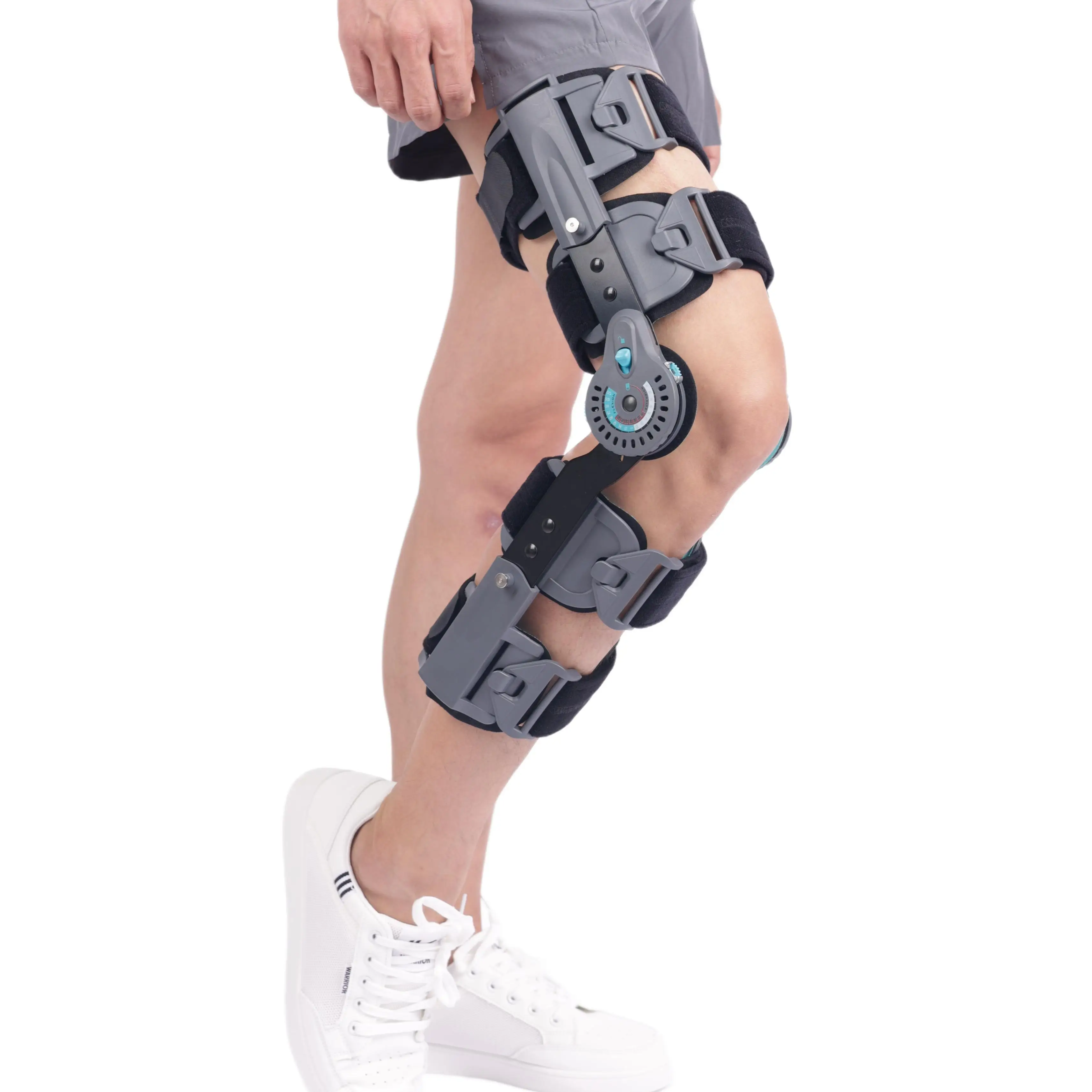 Adjustable Hinged Knee Brace for Post-Op Support,ROM Extension Orthotic Immobilizer, Universal Fit for Men Women Left Right Leg