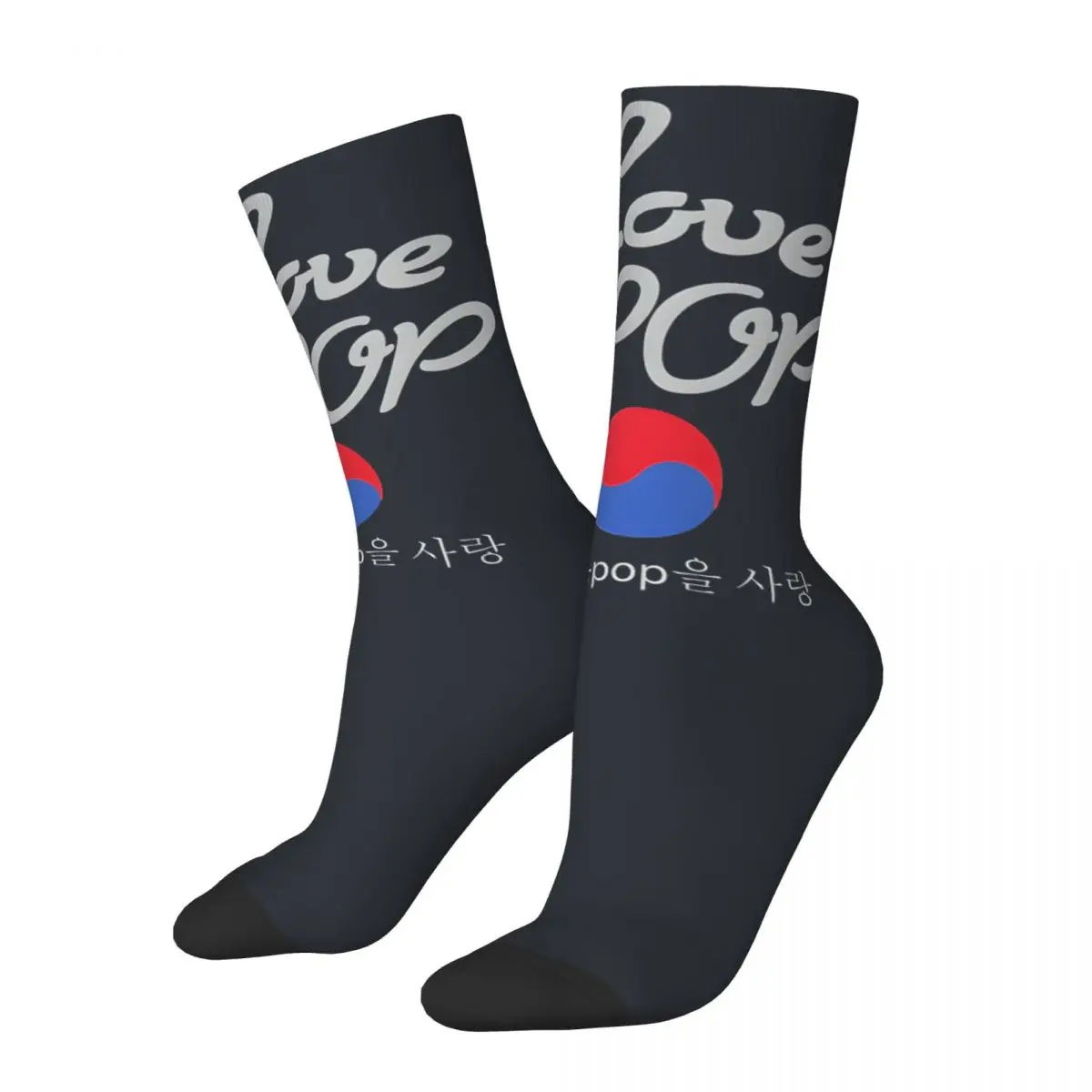 Retro I Love K-Pop An Korean Pop Music Song And Culture Boyband And Girlgroup Men's compression Unisex Kpop Harajuku Crew Sock