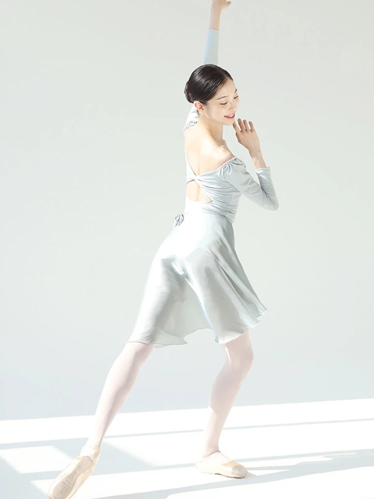 Body per balletto da donna ginnastica nera Kink Dance body costumi Adult Patchwork Mesh body da Ballerina a maniche lunghe