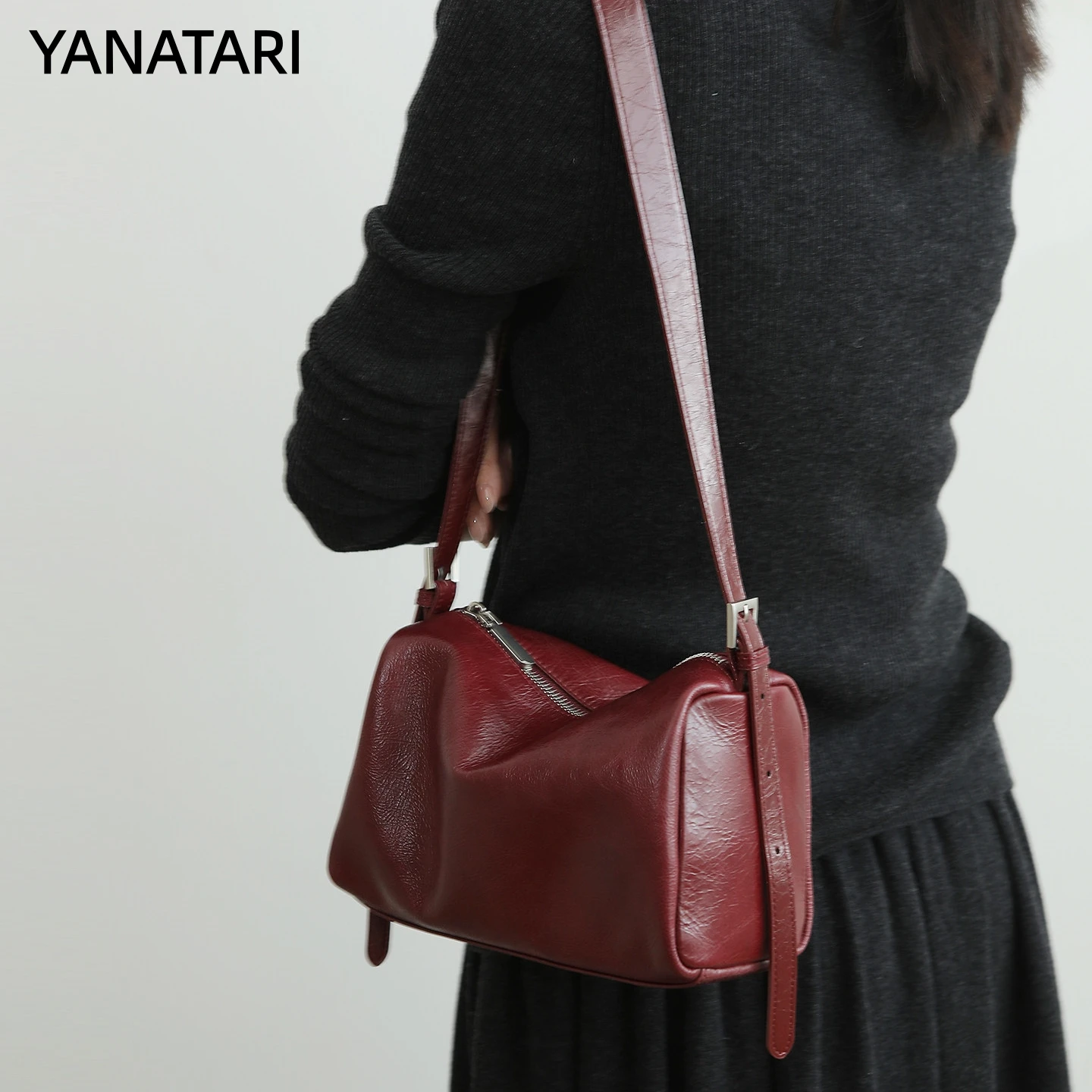 

Женская сумка YANATARI из натуральной кожи, винтажная длинная сумка через плечо 2026 года, роскошная сумка-кроссбоди из первоклассной воловьей кожи
