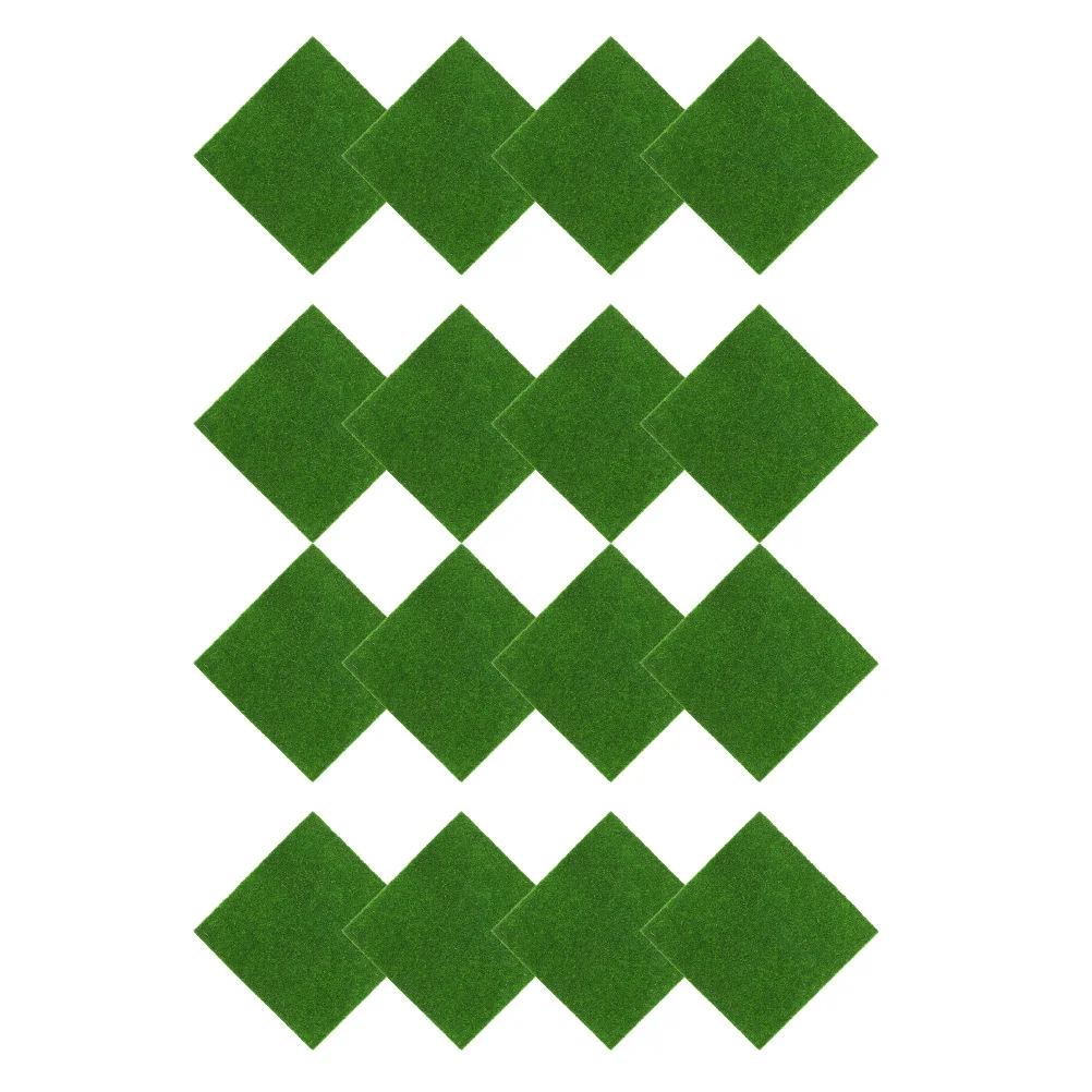 테이블 장식용 16개 시뮬레이션 이끼 매트 인조 잔디 러그 인공 가짜 이끼 15cmx15cm DIY 공예 테라리움 분재 홈