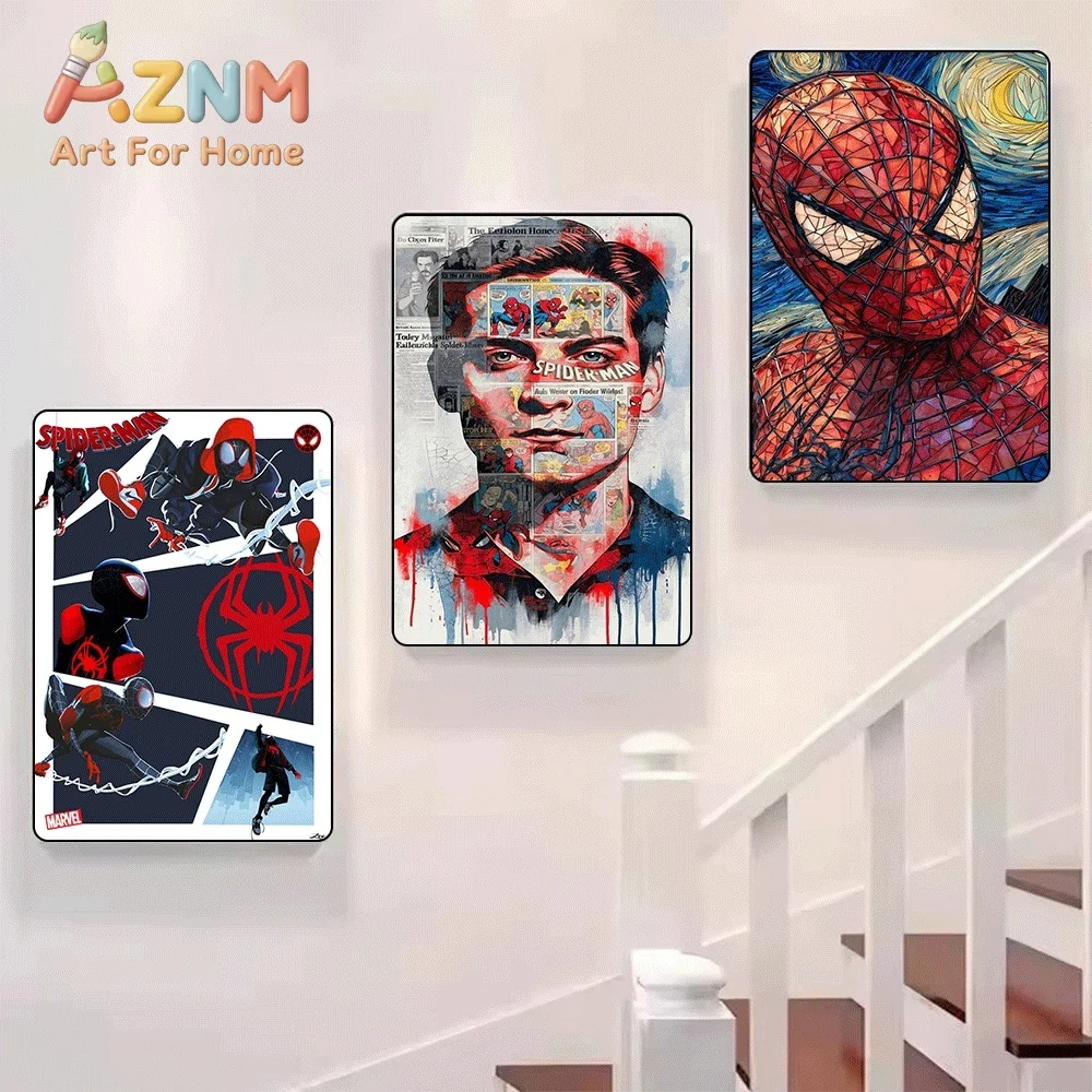 Spider Man Into The Spider Verse Canvas Wall Art No Frame Miles Morales Superhero Comic Poster Print Home Bedroom Living Room - view 5