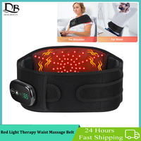 Red Light Therapy Waist Massage Belt Heat Vibration Back Waist Massager Electric Lumbar Heating Belt Support Brace Muscle Relax