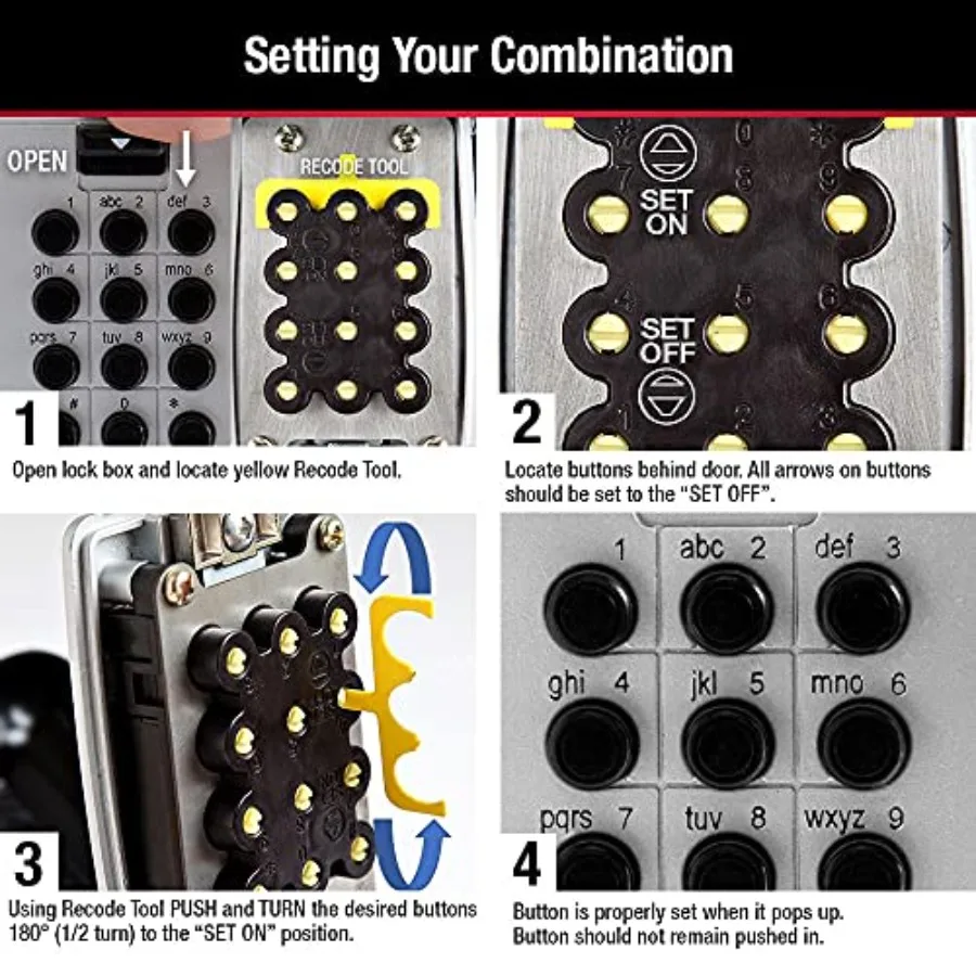 Black Wall Mount Key Lock Box with Push Button Code for Outdoor Use 5Key Capacity Secure Access Solution for Real Estate Listin