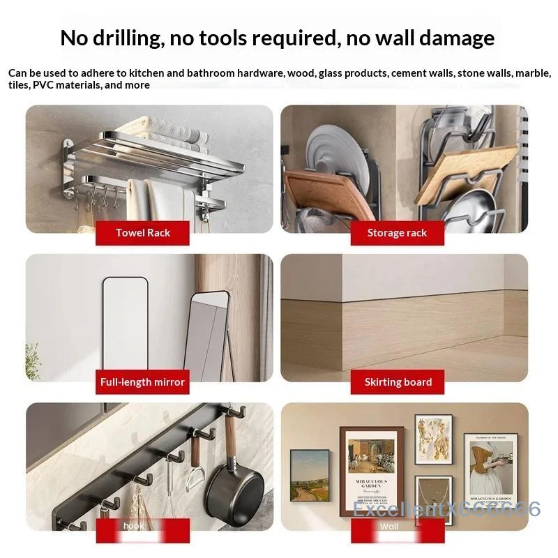 No Nail Adhesive Mounting Glue Waterproof Mildew Resistant No Drilling Strong Sealant For Tile Bathroom Home Installation