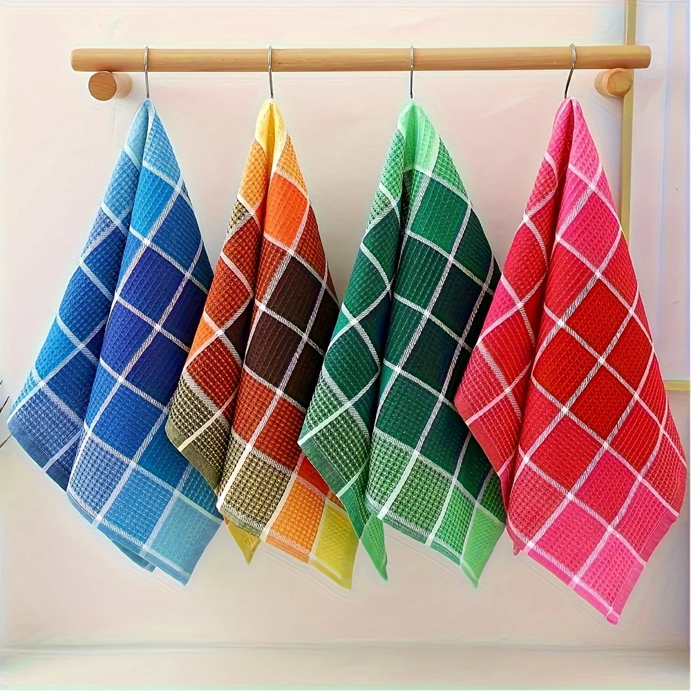 Waffle Large Dishcloth Super Absorbent Kitchen Towels Colorful Dish Towels for Washing Drying Dishes Home Durable Tea Towels