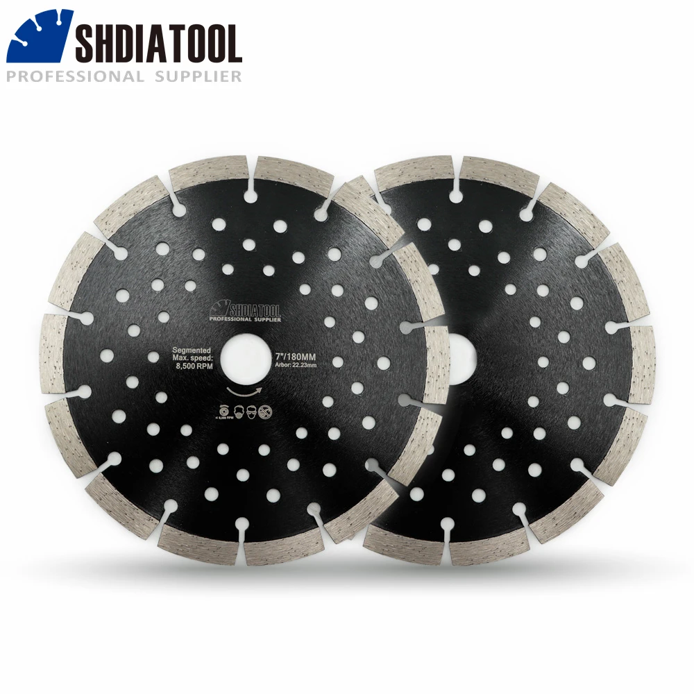 

SHDIATOOL 1Pc Diamond Hot Pressed Segmented Saw Blade Cutting Disc with Multi Hole Granite Marble Tile Concrete 7/9inch Cutter