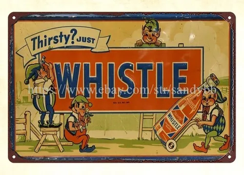 Whistle Soda metal tin sign plaque wall decor