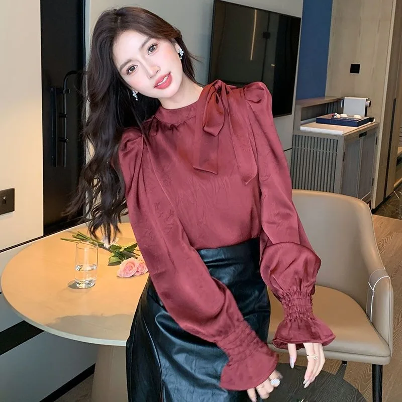 Damska Koszula i Bluzka Jednolita Luksusowa Projektant Młodzieżowa Odzież Damska Wyprzedaż Koreańska Popularna Elegancka Szyfonowa Damska Góra