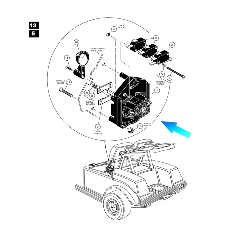 1 Piece Golf Cart Forward And Reverse Switch Assembly Black With Handle For Club Car DS 1011997 101753003