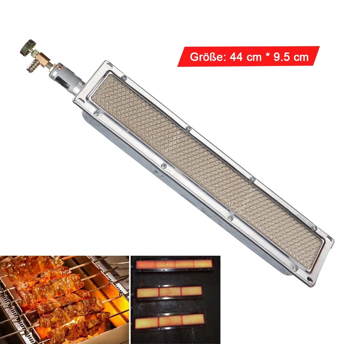 Hochwertiger Gasbrenner für BBQ-Grills, Lebensmittelverarbeitung & landwirtschaftliche Trocknung, gleichmäßige Wärmeverteilung, rauchfrei, schadstofffrei für Restaurants, Bauernhöfe & Lebensmittelindustrie, 44 x 9,5 cm Gas-Infrarot-Keramikbrenner, Metall- & Keramikkonstruktion, Grillbrenner. – Detail 3