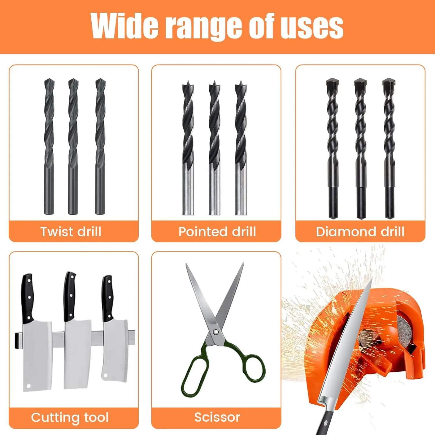 Electric Drill Bit Grinding Sharpener HSS Twist Bits Set for Knife Scissors Sharpening Stone Tools Make Knives Sharper Whetstone