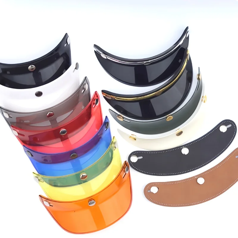 Universal 3-Snap Sun Visor Peak for Harley Vintage 3/4 Motorcycle Half Helmet