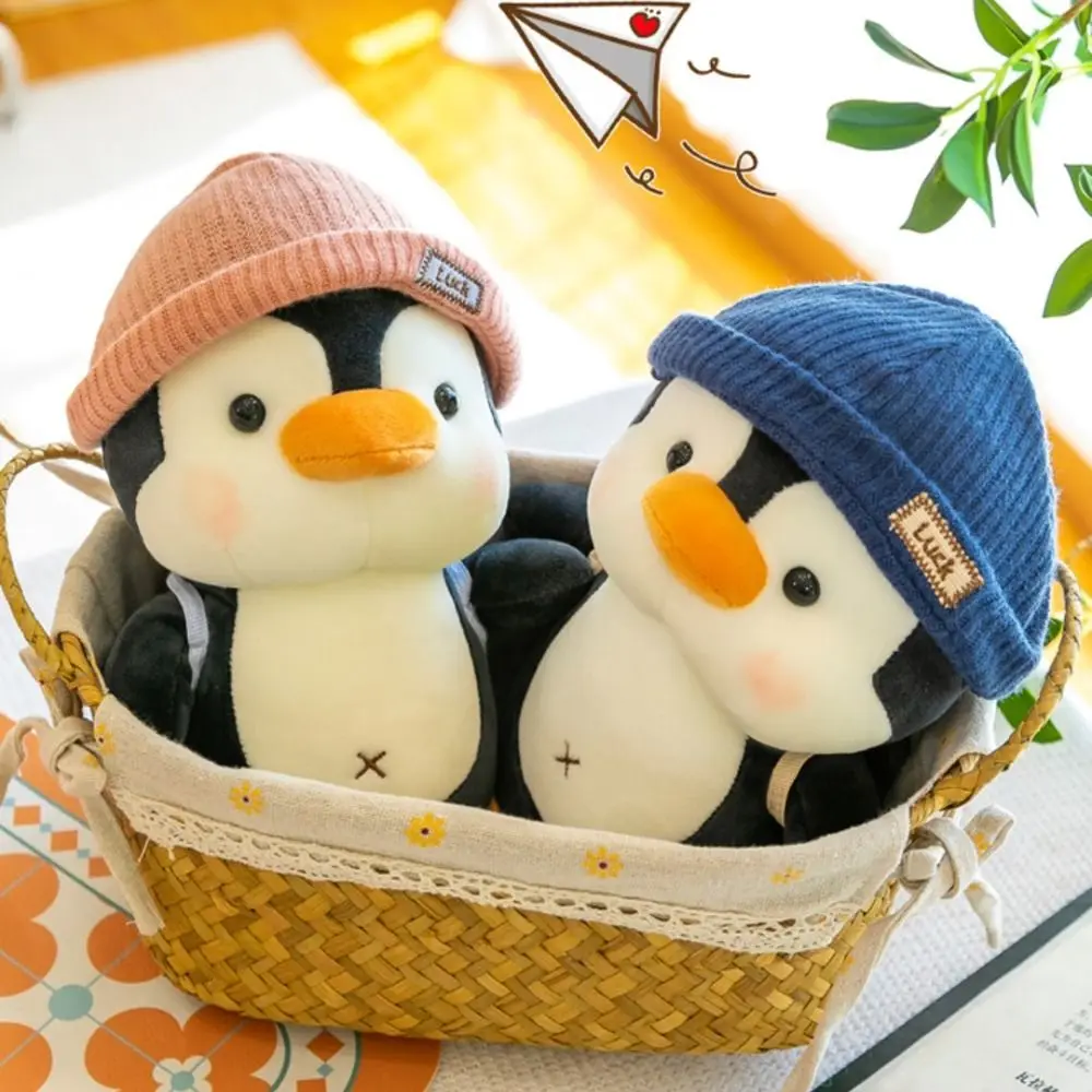 Wearing Hat Penguin Backpack Little Penguin Comfort Sleep Companion Throw Pillow Plushie Birthday Gift Stuffed & Plush Animals