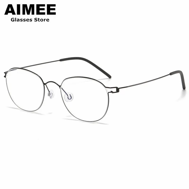 Aimee Dänemark Marke schrauben lose Titan ultraleichte Brille Rahmen Herren ovale runde Brille Frauen hochwertige Brillen Gafas