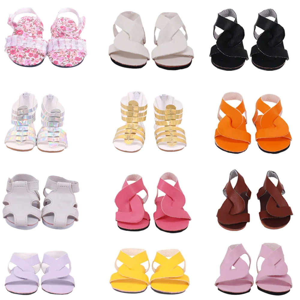 7CM Fashion Doll Shoes Cross Sandals For 18Inch American Doll&43Cm New Reborn Baby Our Generation,Doll Accessories Toys For Girl