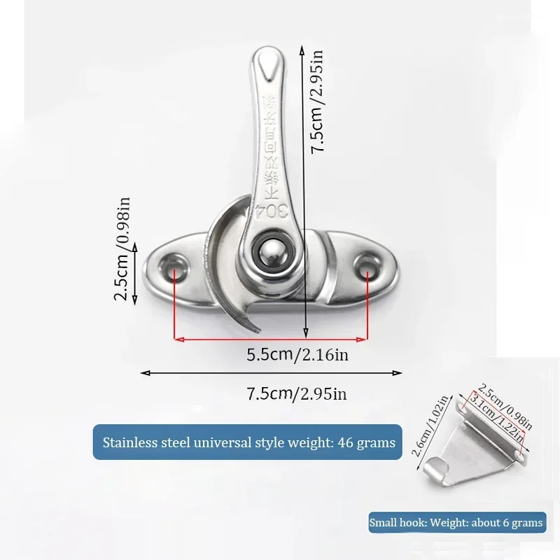 Fechadura universal crescente de aço inoxidável com gancho para porta e janela, trava de segurança para crianças, fivela de porta deslizante