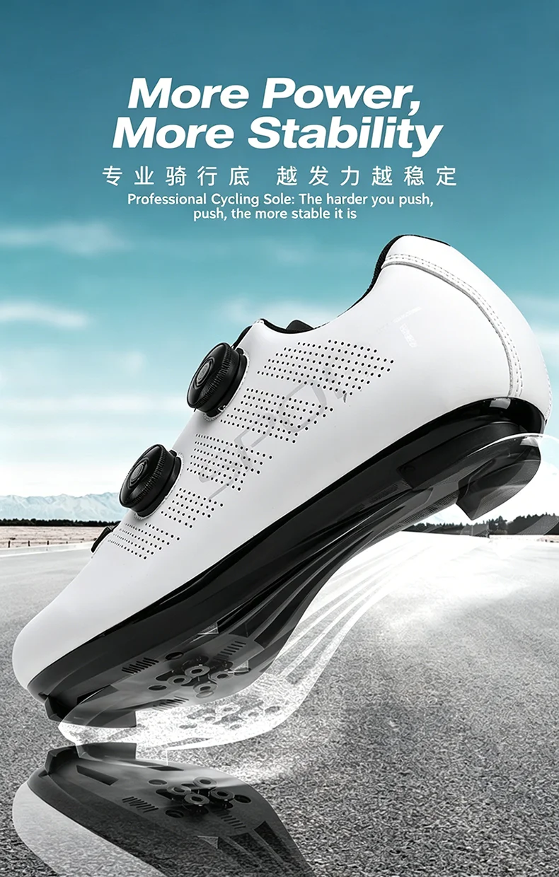 Atmungsaktive Radsportschuhe MTB Fahrradschuhe Herren Renn- und Wettkampfschuhe Selbstverriegelnde Speed-Fahrradsneaker Damen Cleat-Straßenradsportschuhe – Detail 4