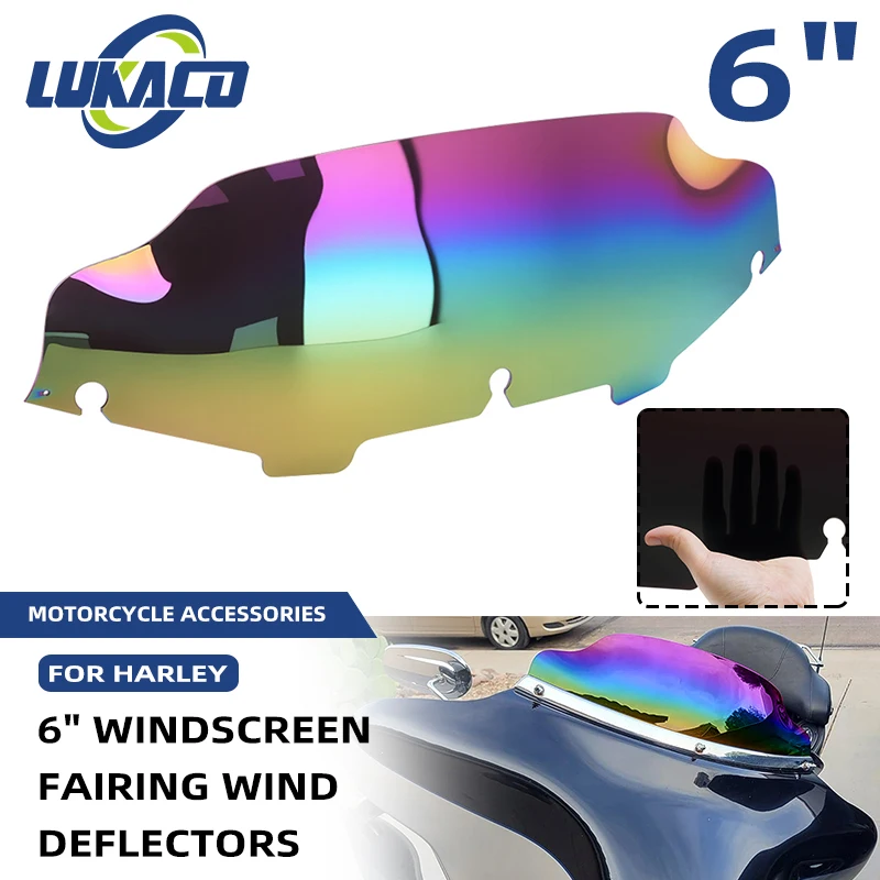 

6" Motorcycle Windshield Fairing Windscreen Cover Wind Deflector ABS For Harley Touring Road Glide CVO FLHT FLTRXSE 1996-2013