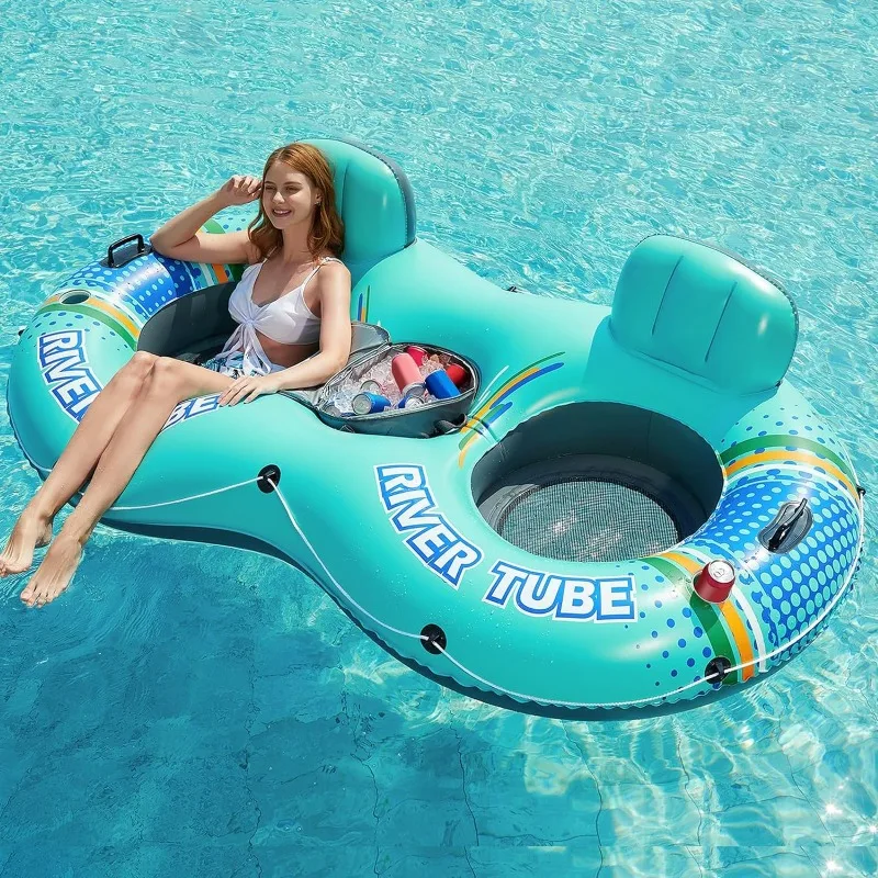 

Jasonwell Inflatable River Tube Float - 2 Person Heavy Duty River Float Pool Floats with Removable Cooler Lake Water Tubes for