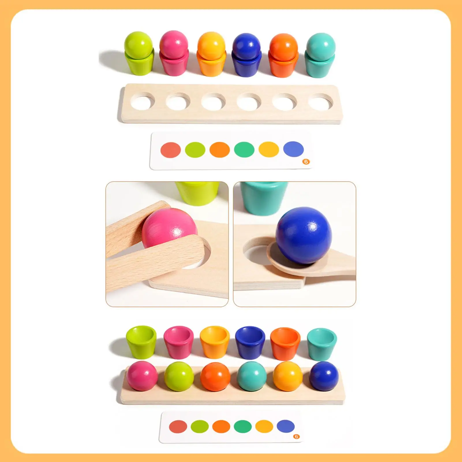 Jouets de tri des couleurs, tasse et balle, jeu éducatif, Clip de perles, ensemble de tri de moteur fin pour garçons et filles âgés de 3 ans, pépinière préscolaire à domicile