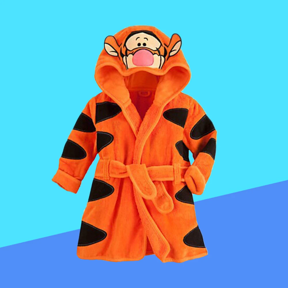 Nuevo pijama infantil para niños, pijama cálido de Tigger, pijamas de franela con diseño de animales para niños y niñas, ropa de dormir de color naranja.