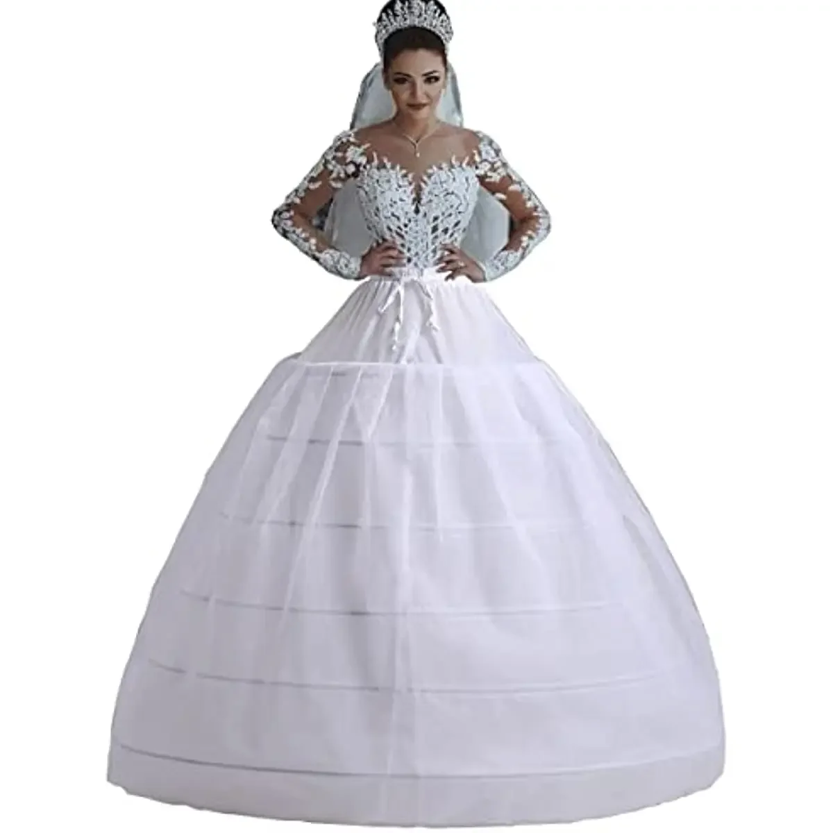 Women's Half Slips Crinoline Petticoat 6 Hoops 2 Layers tulle Skirt Ball Gown Underskirt for Bridal Dress