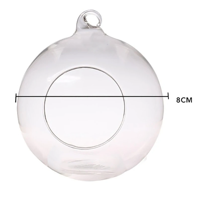 

【Flash-Deal!】8Cm Hanging Glass Flowers Plant Vase Stand Holder Terrarium Container Candlestick Tealight Holder Home Decor