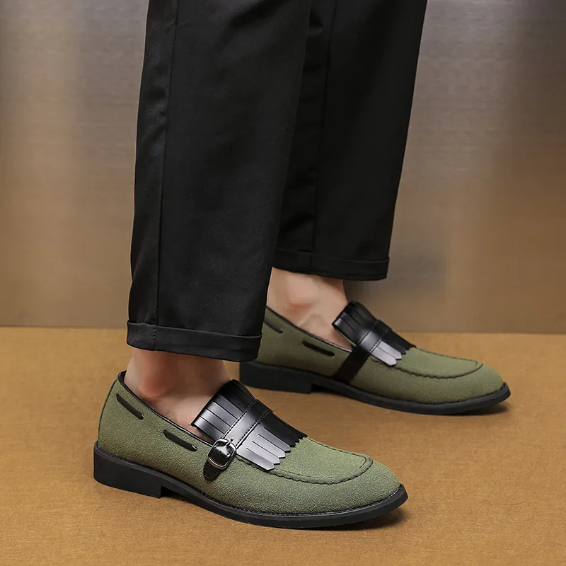 Sapatos masculinos, sapatos casuais de couro de tamanho grande, sapatos de tornozelo elegantes de estilo britânico, mocassins da moda de estilo coreano