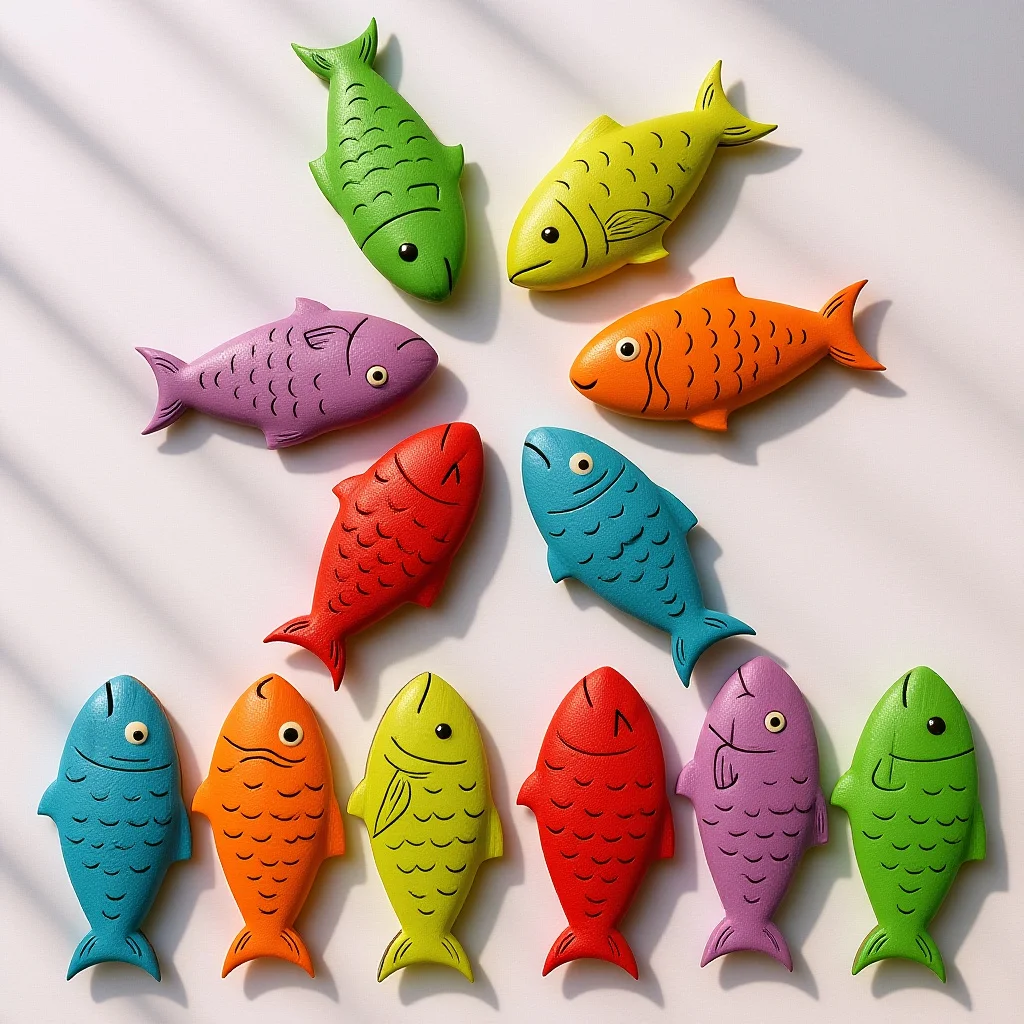 

12Pcs Wooden Nautical Fish Wall Art Rustic Room Kitchen Hanging Wall Decor Ocean Themed Room Craft