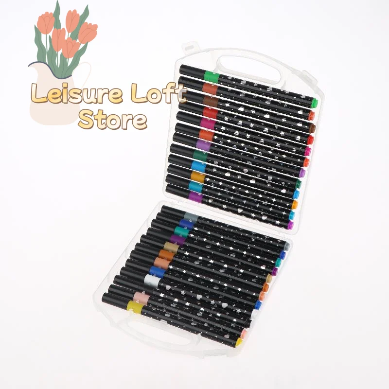 Artistic Metallic 12/24 Colors Glitter Paint Markers for Imaginative Craft Ideas