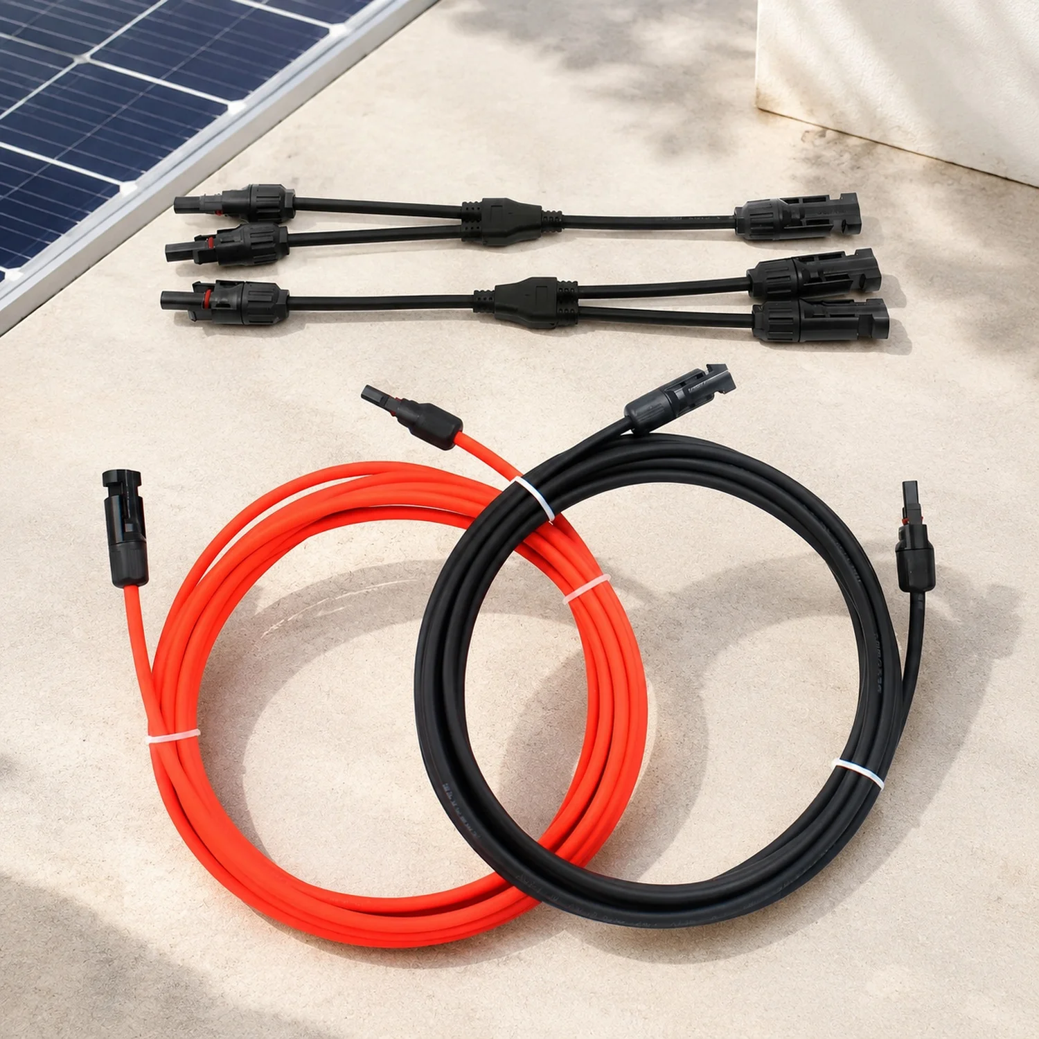 10FT 10AWG Solar Extension Cable with Female and Male Connector with Extra Free Pair of Solar Y Connector Adaptor Kit
