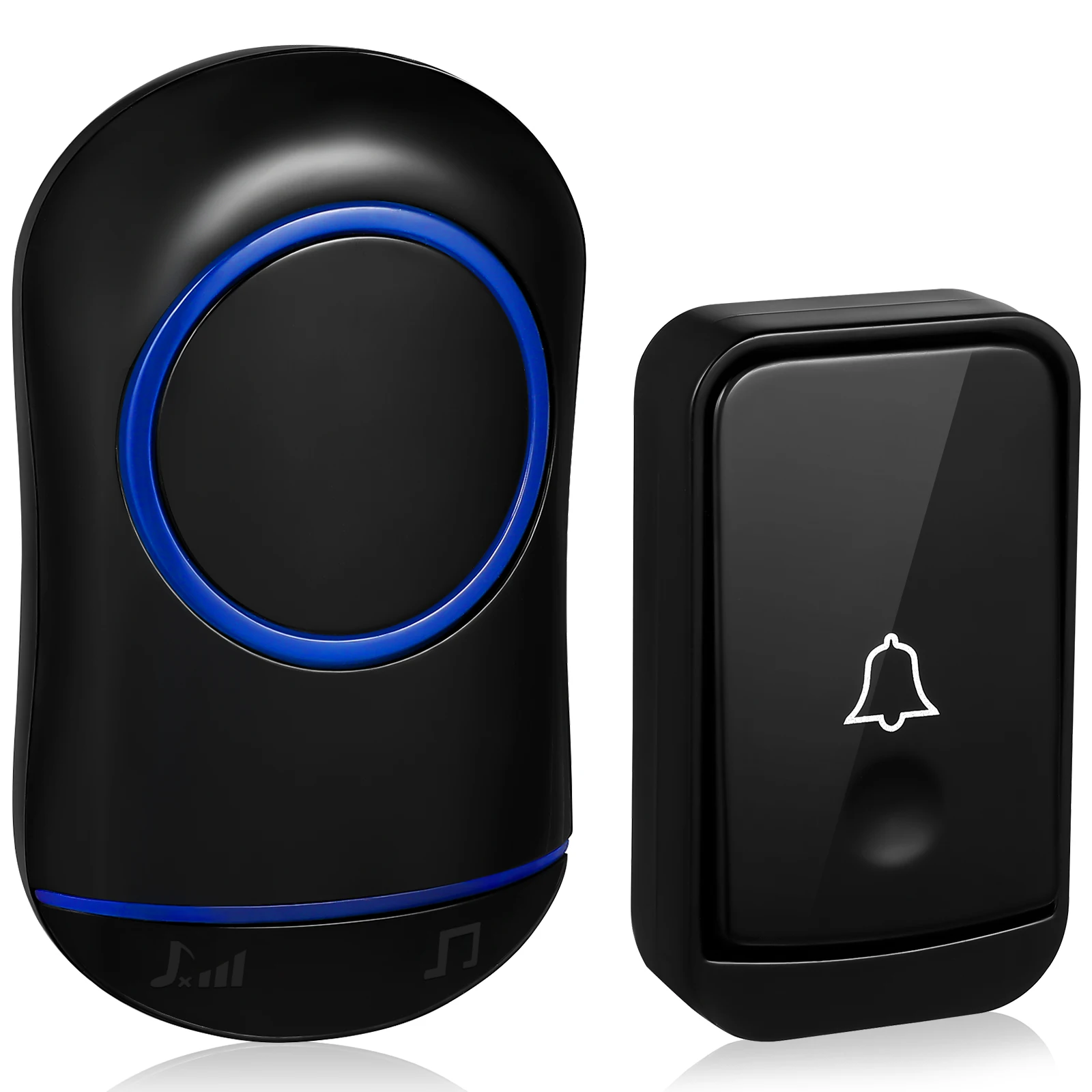 

Wireless Doorbell Cordless Long Transmission Distance Music Volume Adjustable Rainproof Abs Plug In Receiver Uk Plug Wireless